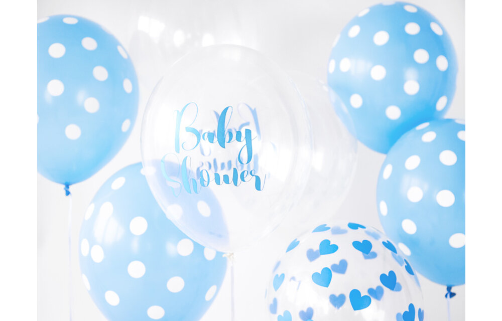 Ballonnen Babyshower blauw doorzichtig 6 stuks