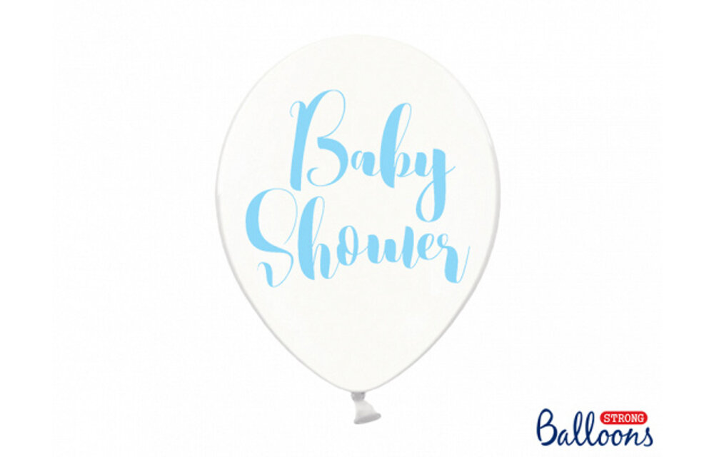 Ballonnen Babyshower blauw doorzichtig 6 stuks