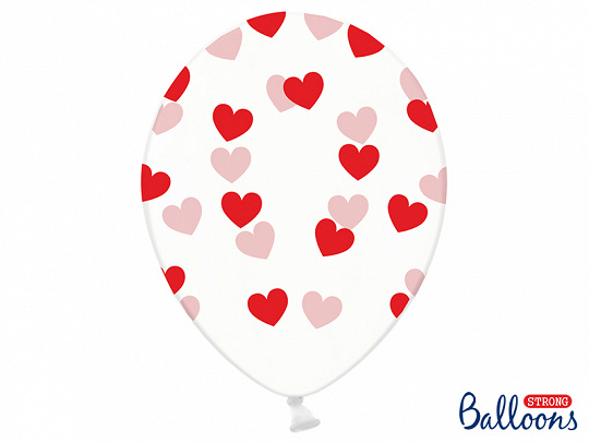 Ballonnen met hartjes (doorzichtige ballon) 6 stuks
