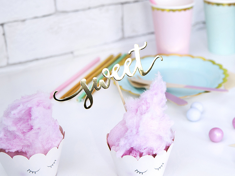 Cupcake Toppers Goud Sweet Love Yum 13cm 6 stuks