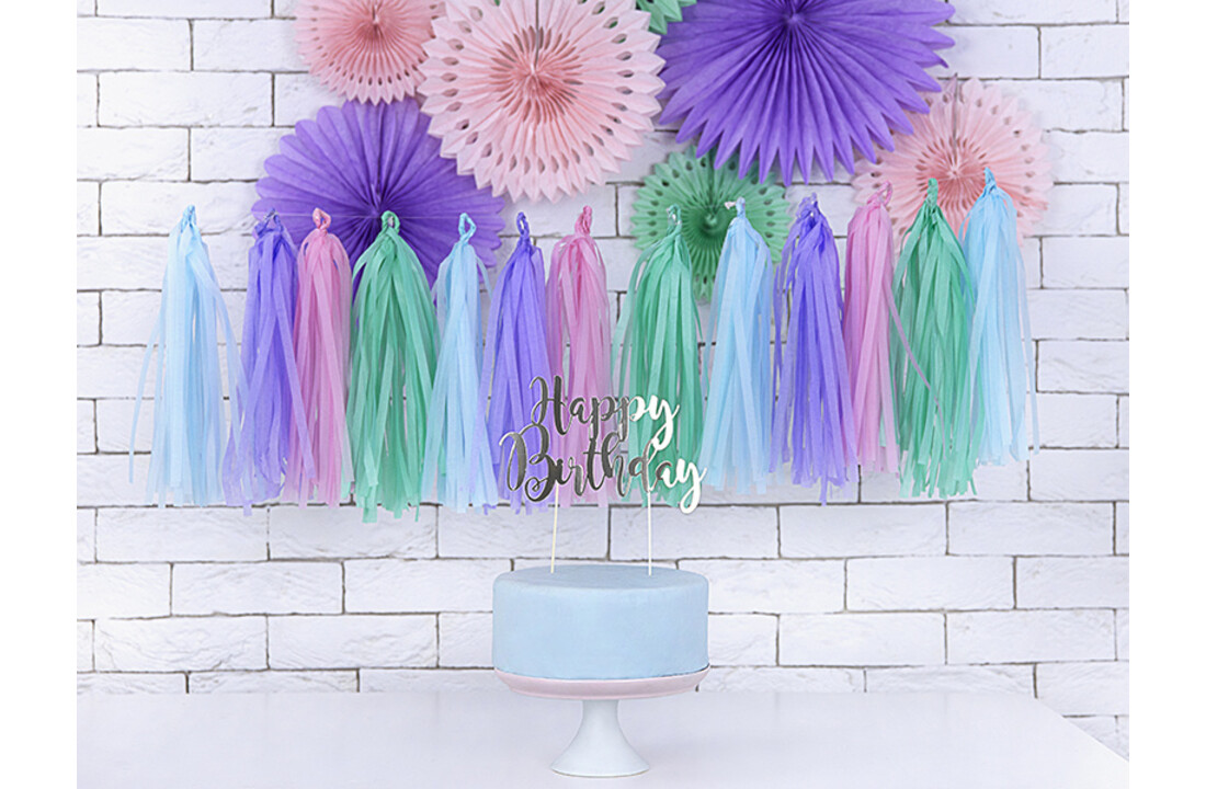 Papieren Waaiers mint groen Set 20-30cm 3 delig