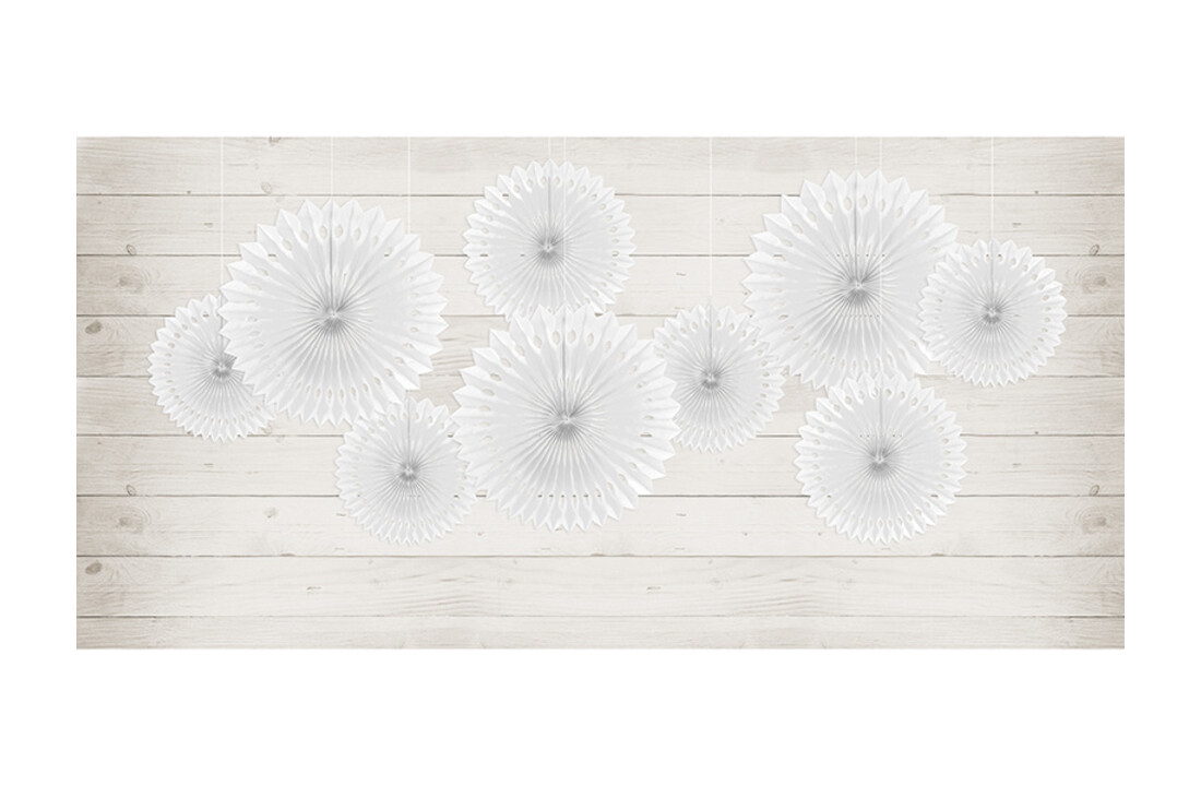Papieren Waaiers wit Set 20-40cm 3 delig