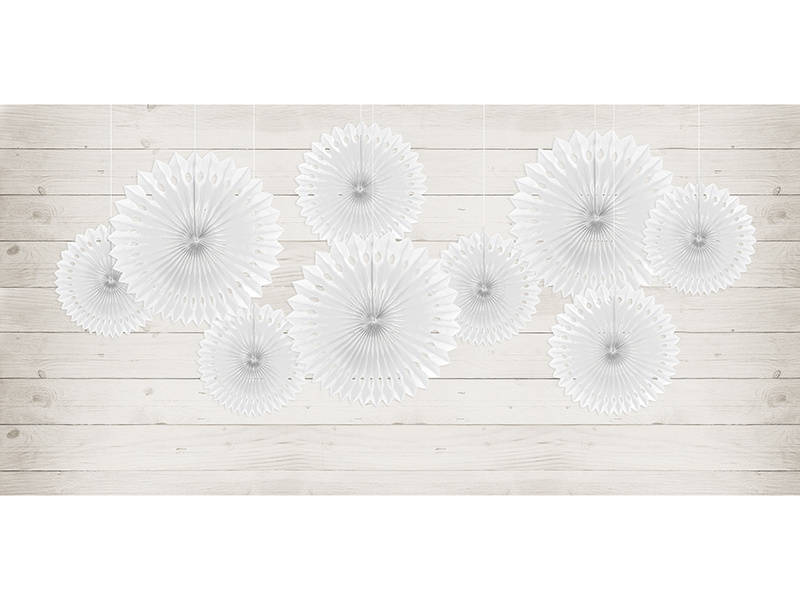 Papieren Waaiers wit Set 20-40cm 3 delig