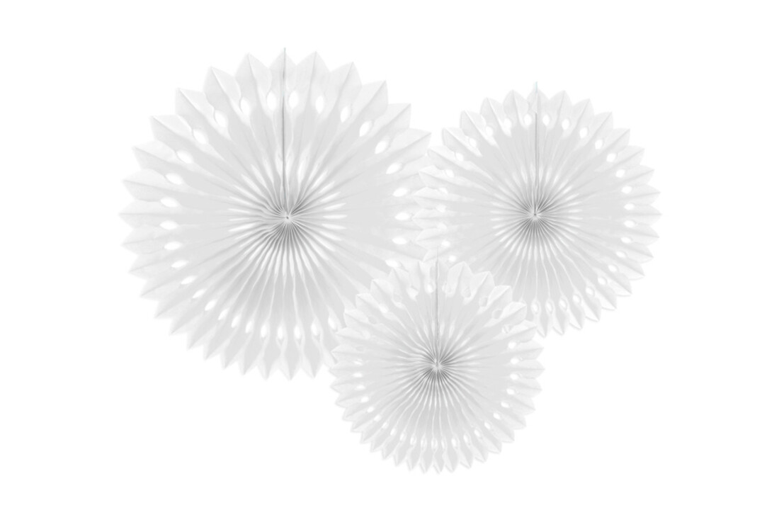 Papieren Waaiers wit Set 20-40cm 3 delig