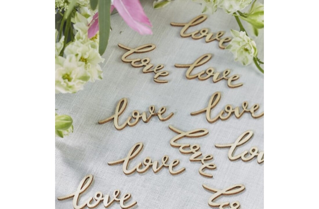 Tafelconfetti hout - Love (25 stuks)