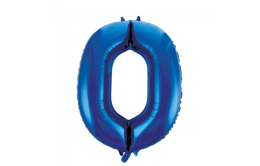 Folieballon cijfer 0 t/m 9 blauw - 86 cm