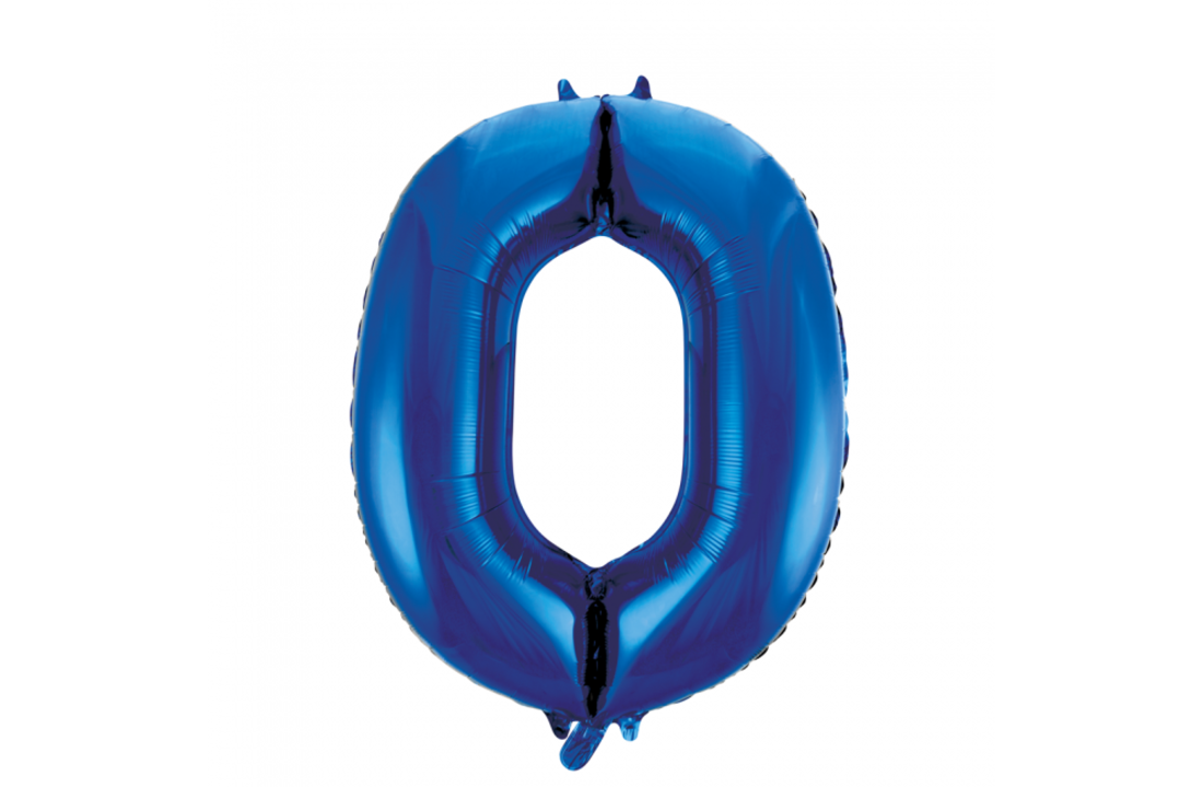 Folieballon cijfer 0 t/m 9 blauw - 86 cm