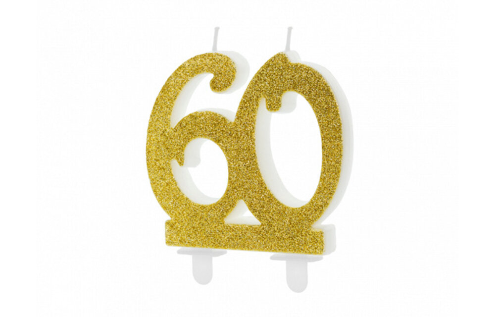 Kaars 60 jaar - glitter goud