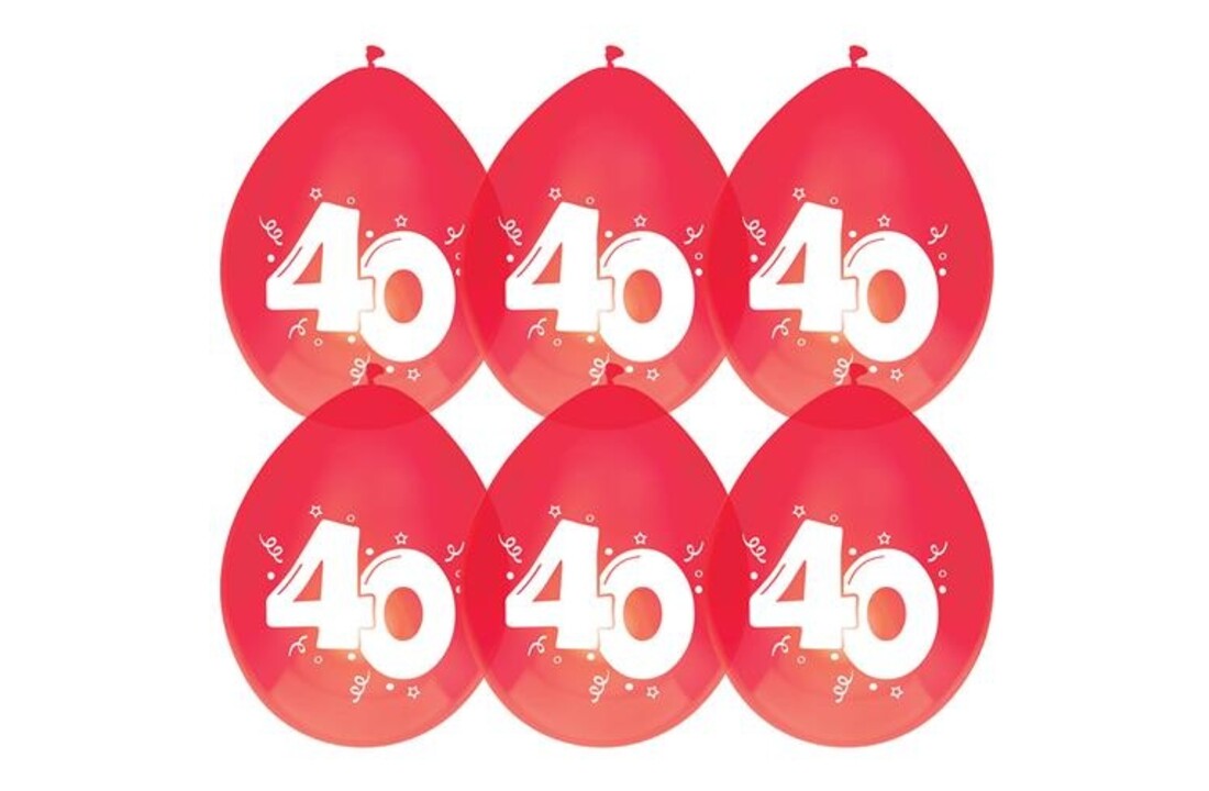 Ballonnen 40 jaar | robijnrood | 6 stuks
