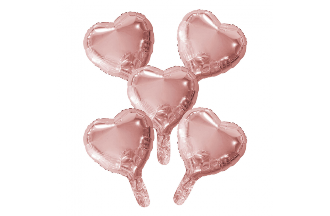 Folieballon hart - 5 stuks - rose goud