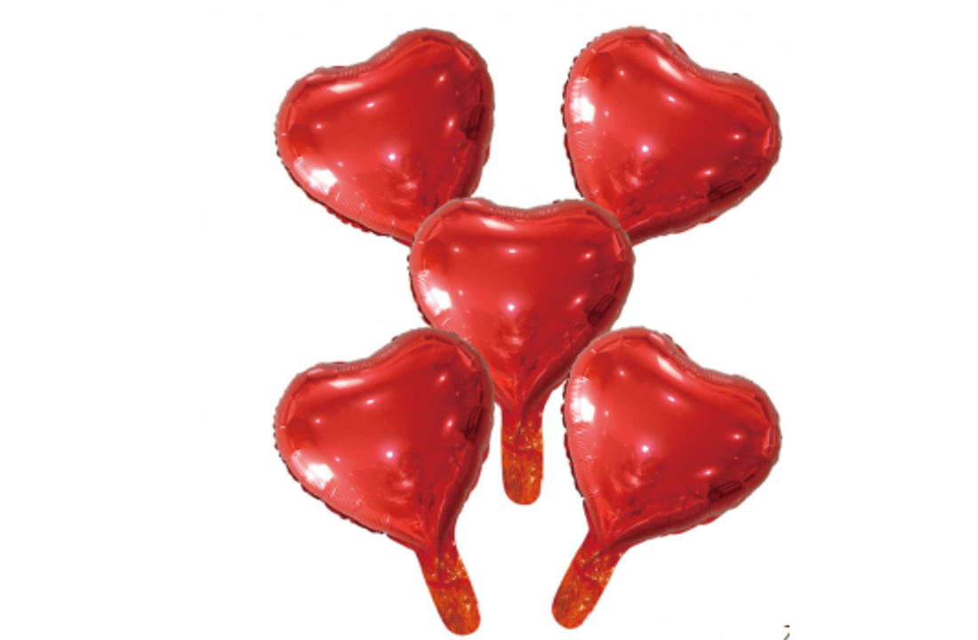 Folieballon mini hartjes - 5 stuks - rood