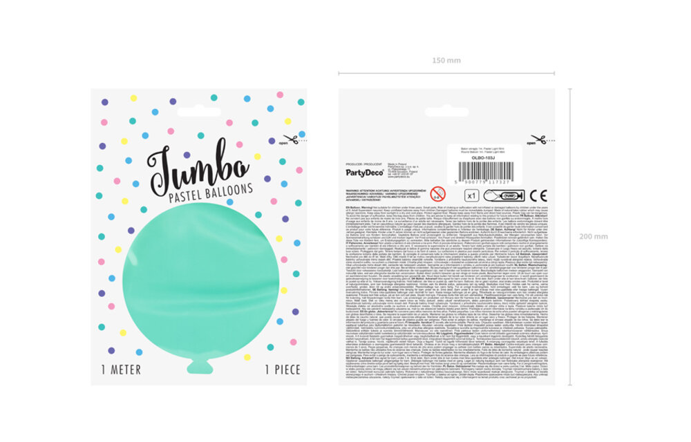 Jumbo pastel ballon - mint - 1 meter