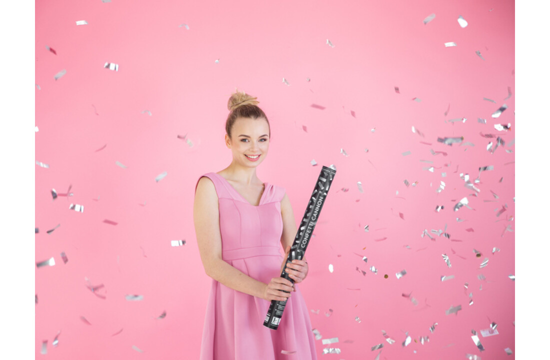Confetti kanon met zilveren snippers - 40 centimeter