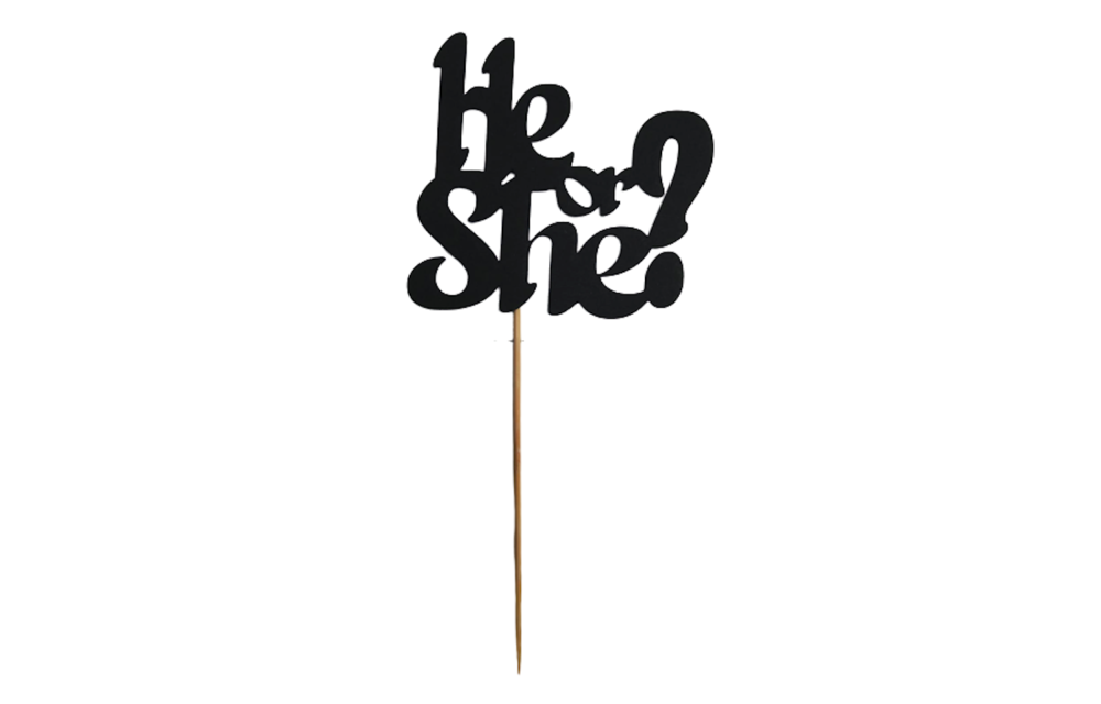 Gender reveal Taarttopper He or She? - zwart