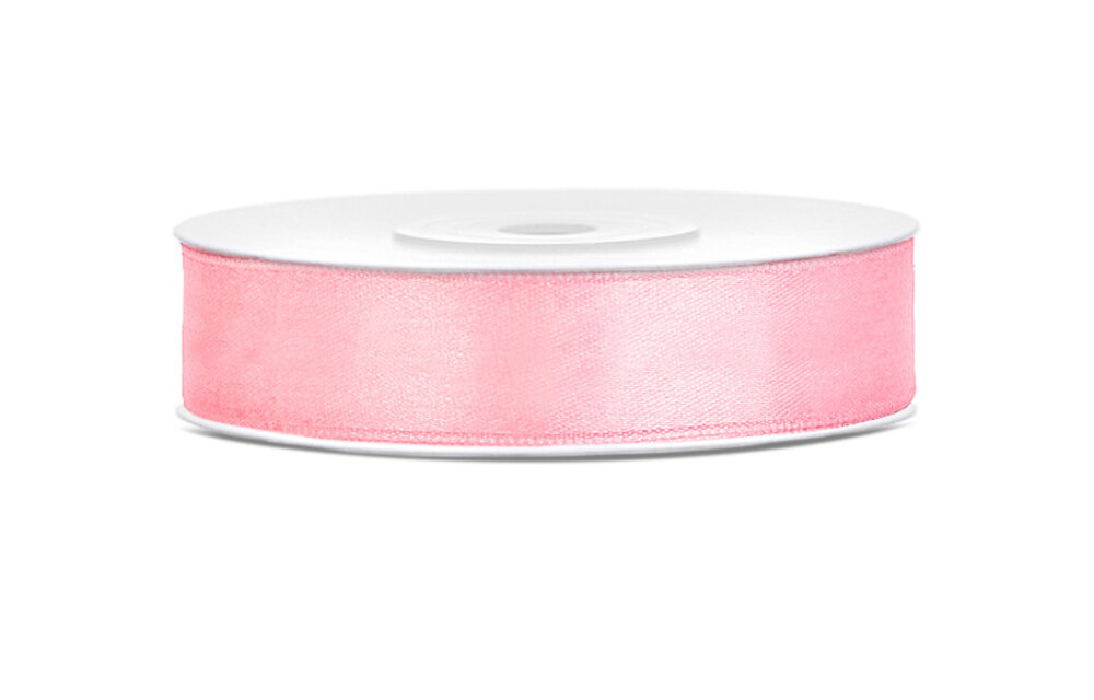 Licht roze lint - 1,2 cm breed - 25 meter lang