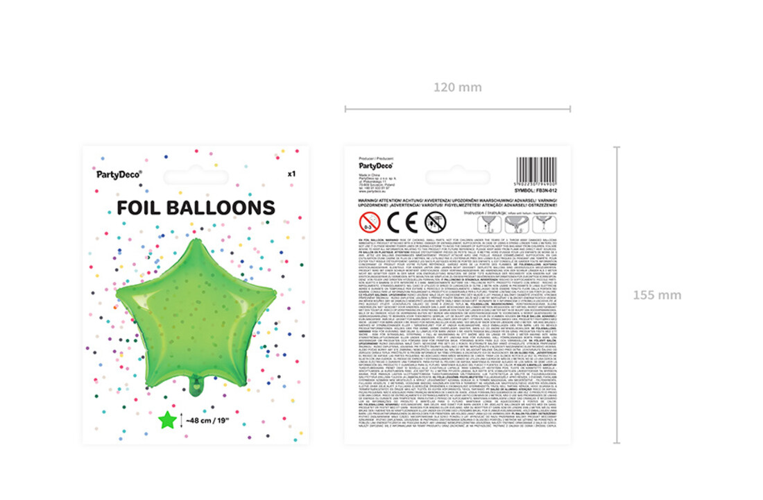 Folieballon ster - groen transparant - 48 cm