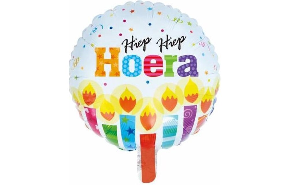 Folieballon - Hiep Hiep Hoera - 46 centimeter
