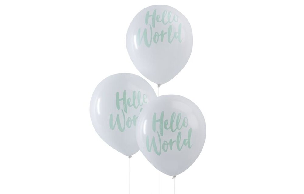 Hello world mint groen - ballonnen - 10 stuks