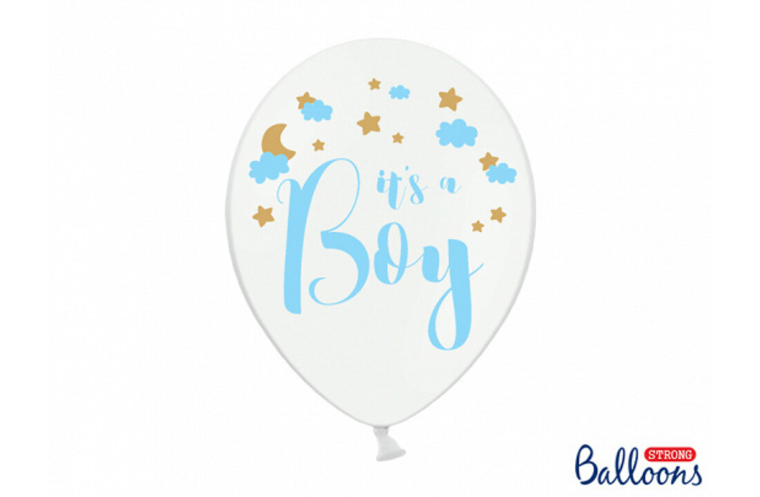 Ballonnen 30cm, It's a boy Pastel Pure wit 6 stuks