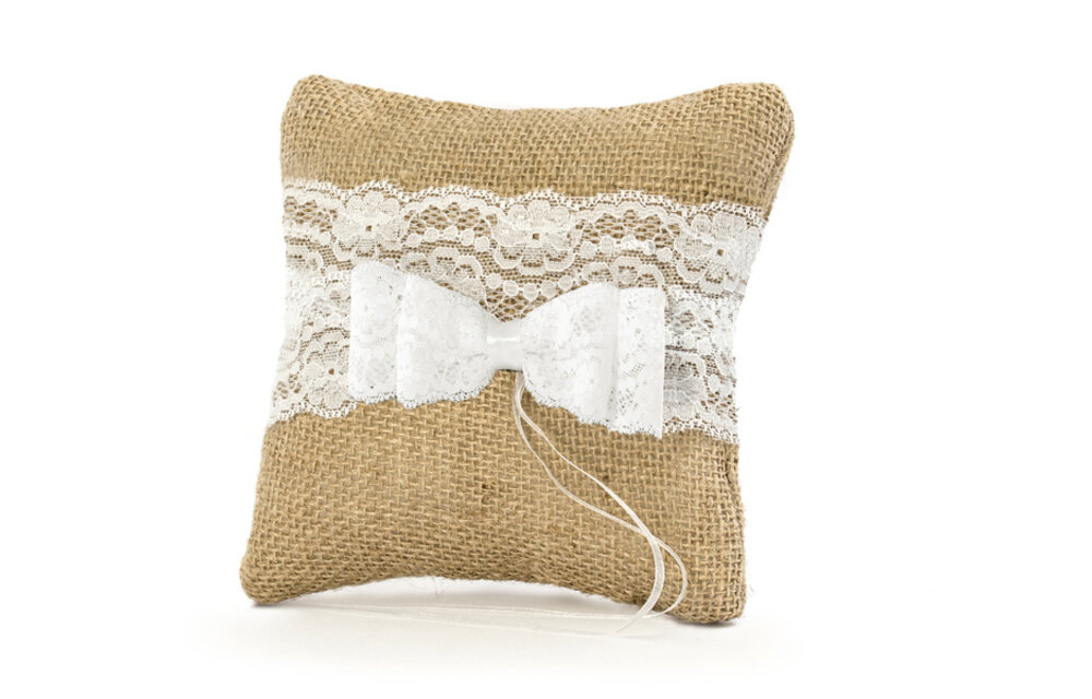 Ringkussen Jute met strik - 16 cm
