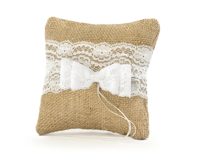 Ringkussen Jute met strik - 16 cm