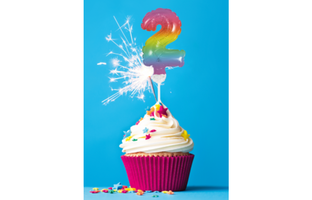 Folieballon - taart/ cupcake nummer 2 - regenboog