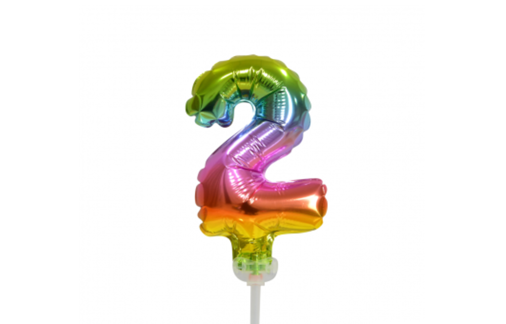 Folieballon - taart/ cupcake nummer 2 - regenboog