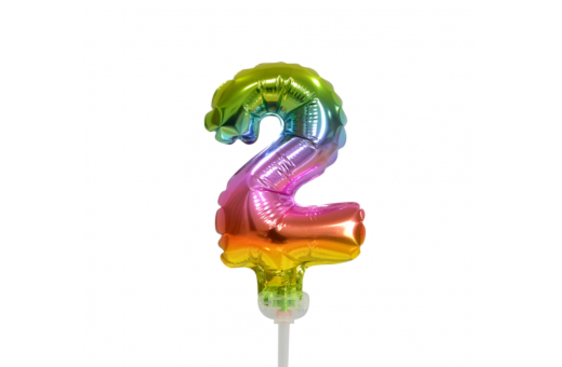 Folieballon - taart/ cupcake nummer 2 - regenboog