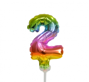 Folieballon - taart/ cupcake nummer 2 - regenboog