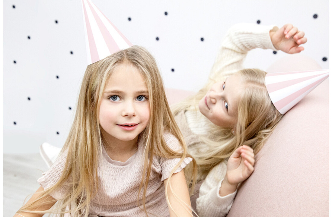 Feestmuts - gestreept - roze - 6 stuks