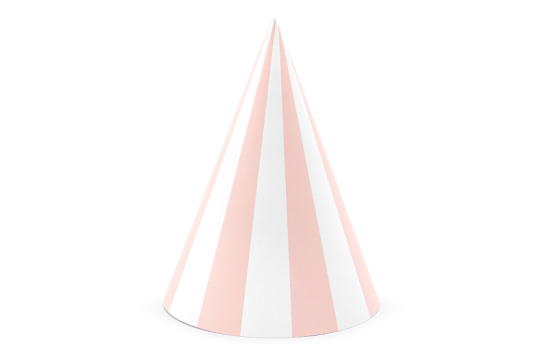 Feestmuts - gestreept - roze - 6 stuks