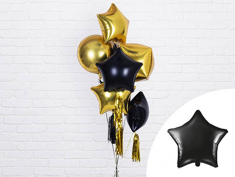 Sterrenballon folie - zwart - 48 cm
