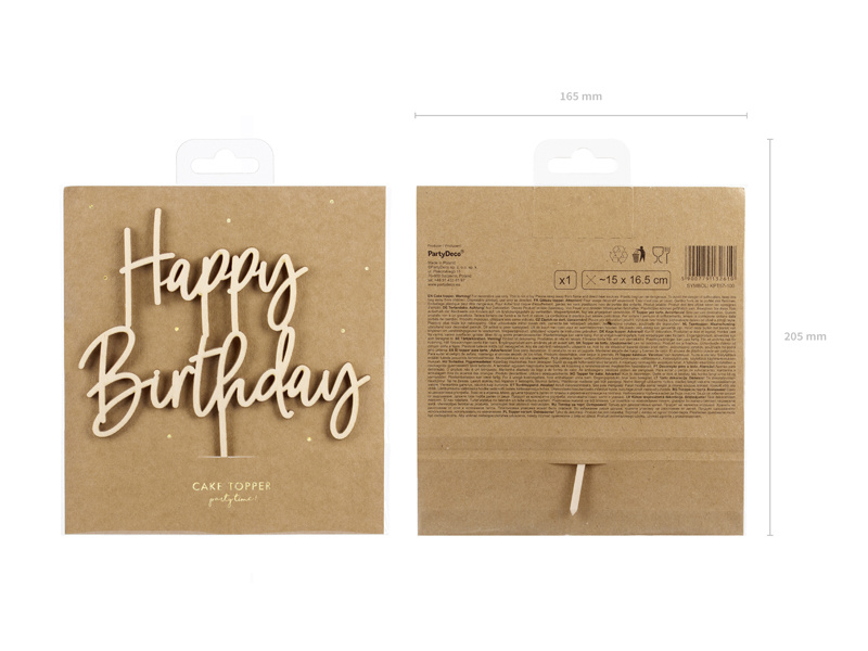 Taarttopper Happy Birthday XL - hout