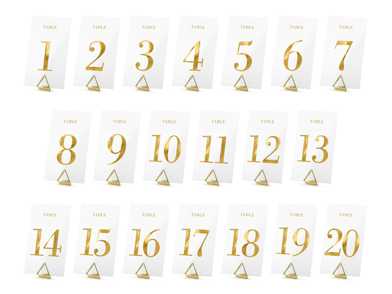 Tafelnummer kaartjes - transparant/ goud