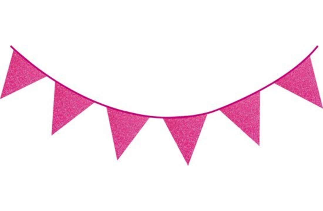 Glitter vlaggenlijn roze/fuchsia- 6 meter