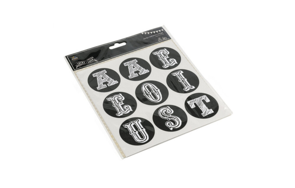 Letter stickers vintage zwart - wit