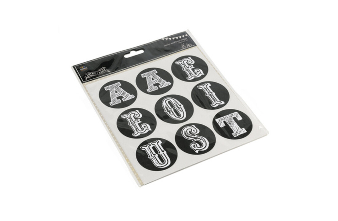 Letter stickers vintage zwart - wit