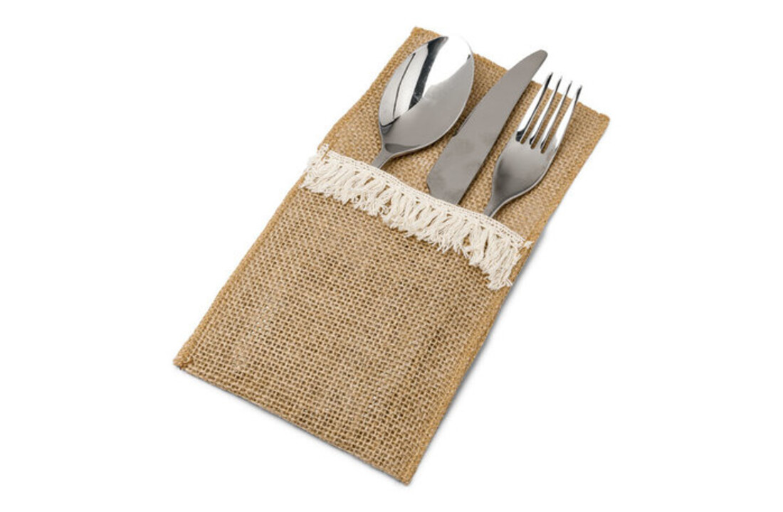 Bestekhoes jute/franjes - 4 stuks