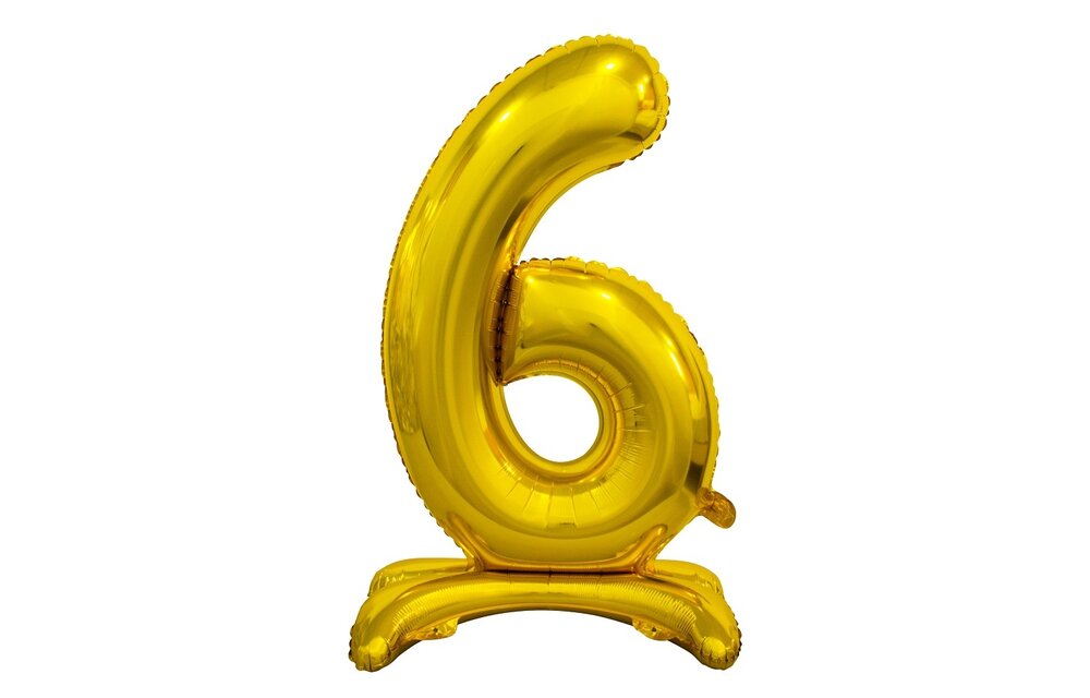 Folieballon cijfer met standaard 0 t/m 9 goud - 76 cm
