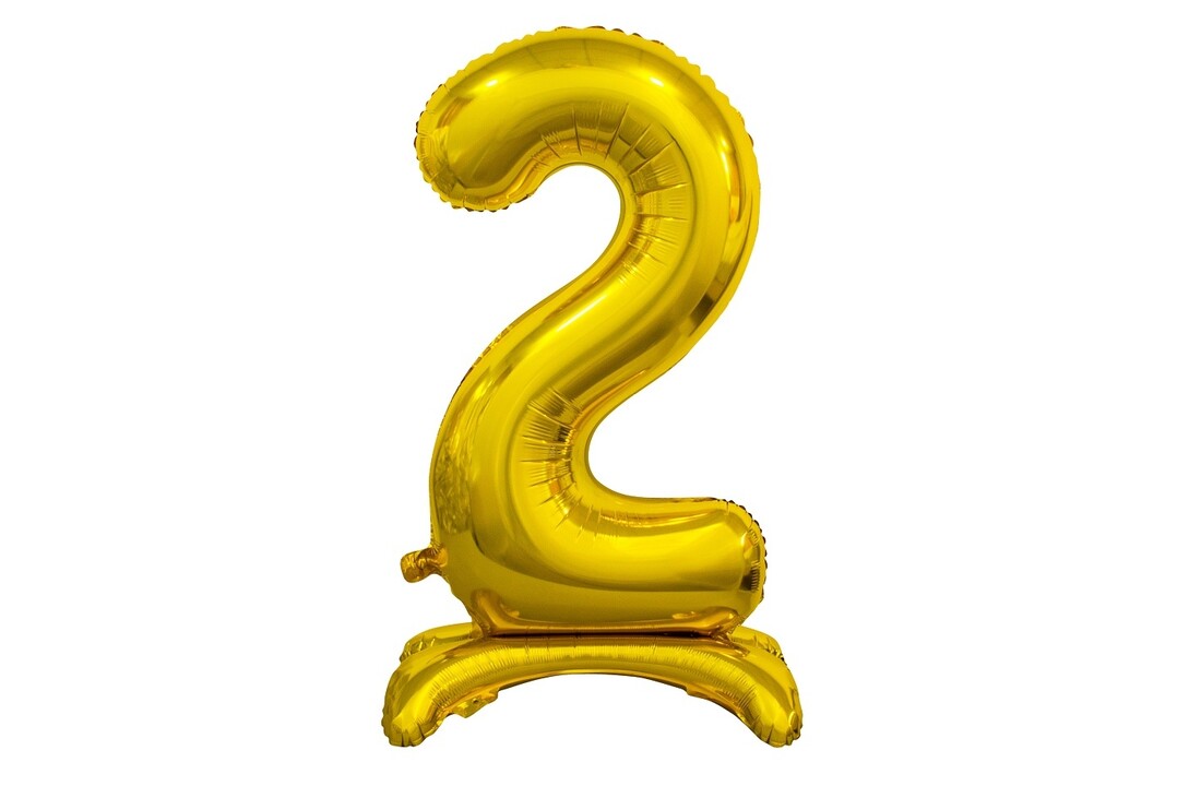 Cijferballon goud met standaard - 38 cm