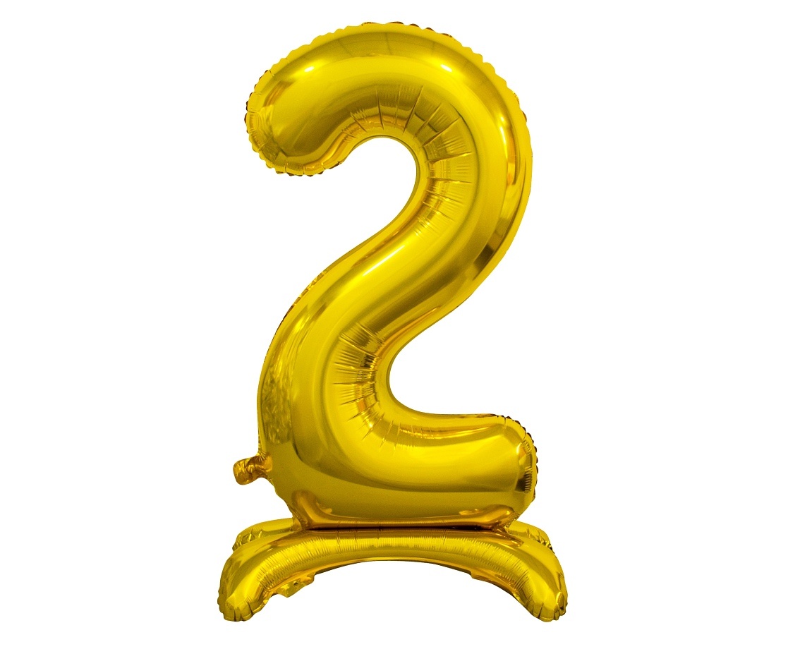 Cijferballon goud met standaard - 38 cm