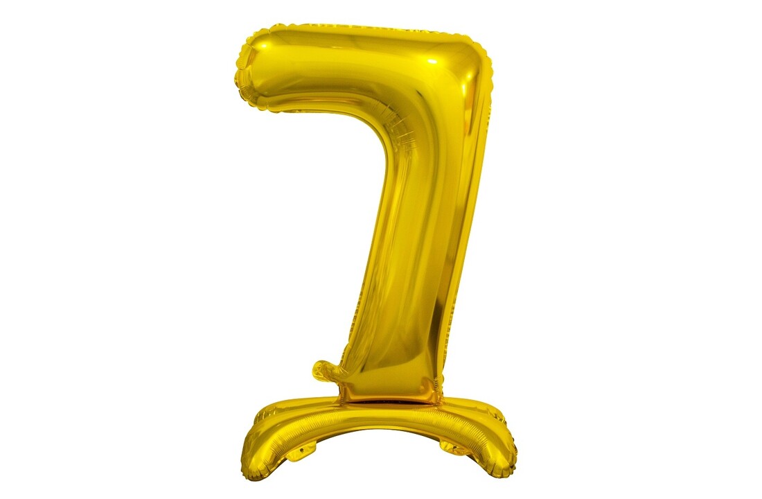 Cijferballon goud met standaard - 38 cm