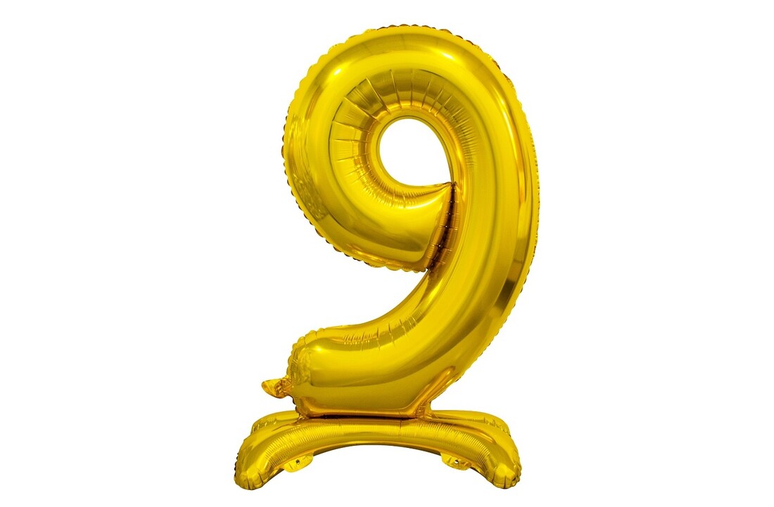 Cijferballon goud met standaard - 38 cm
