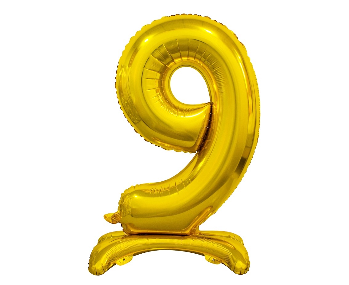 Cijferballon goud met standaard - 38 cm