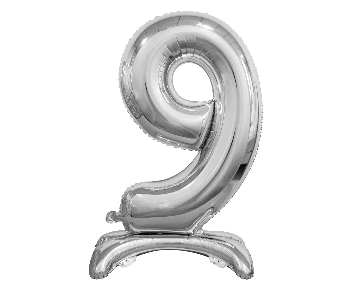 Cijferballon XL Zilver met standaard - 76 cm