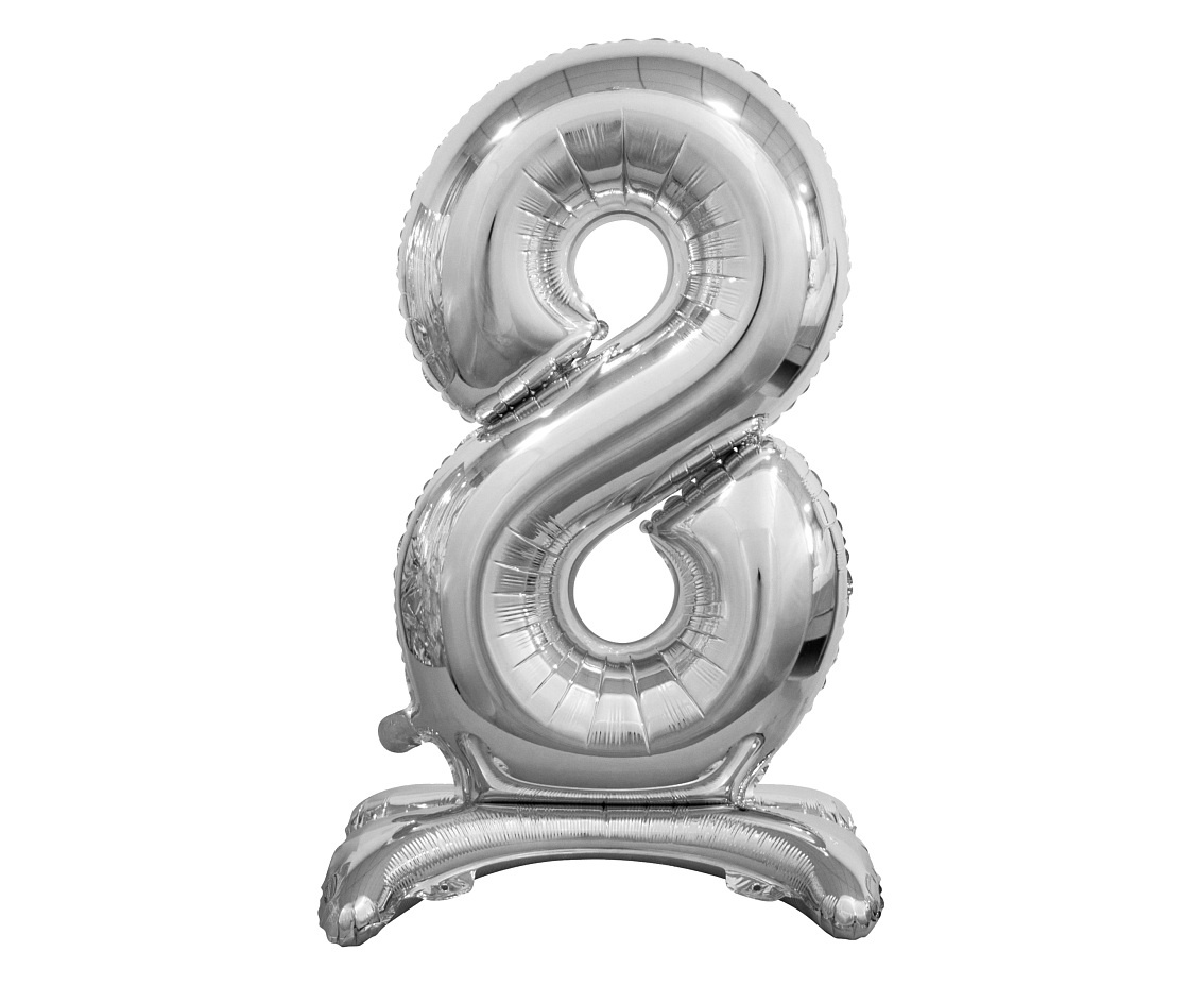 Cijferballon XL Zilver met standaard - 76 cm