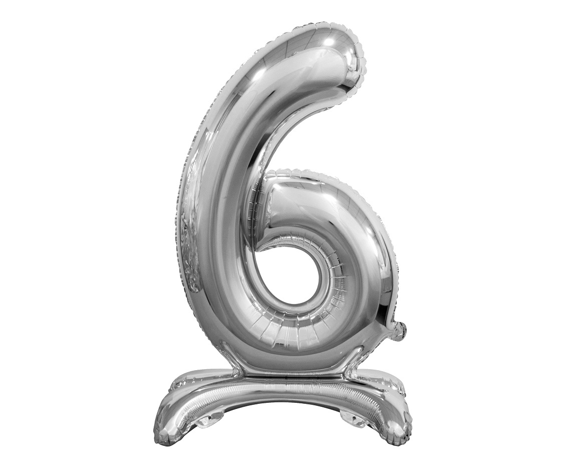 Cijferballon XL Zilver met standaard - 76 cm