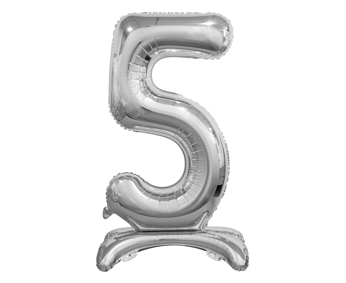 Cijferballon XL Zilver met standaard - 76 cm