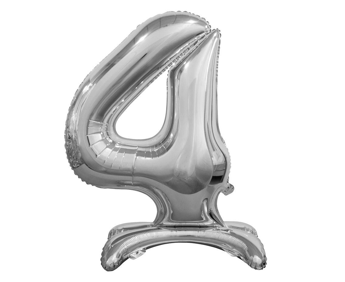 Cijferballon XL Zilver met standaard - 76 cm