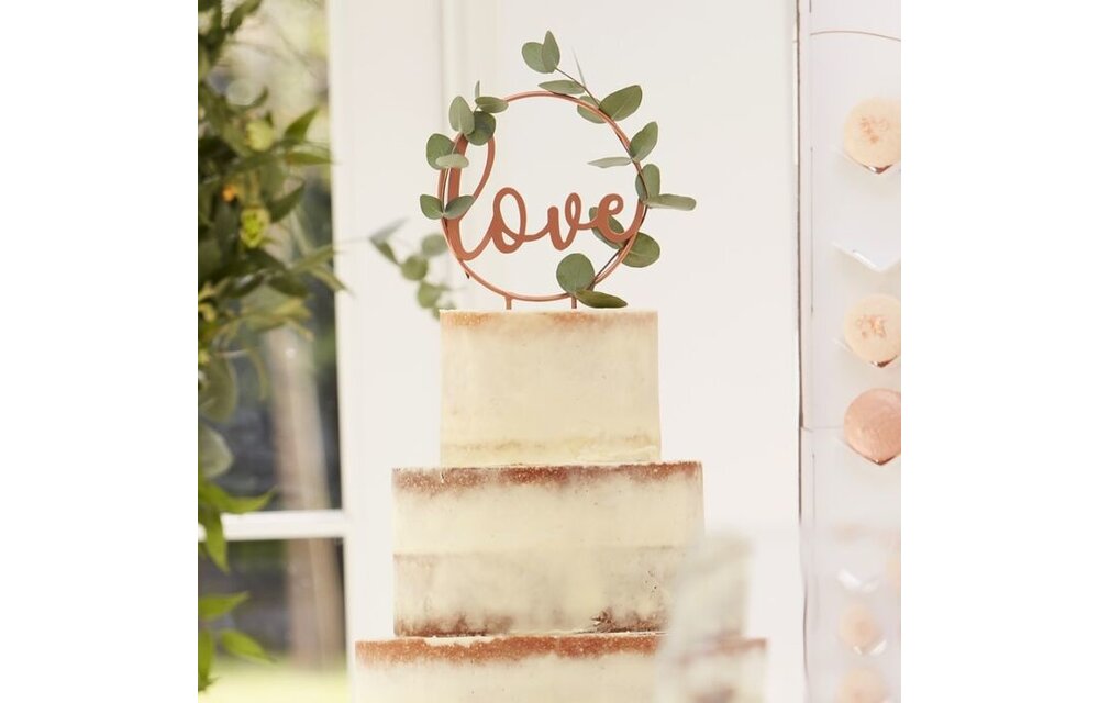 Taarttopper Love - koper metaal